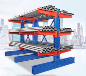 Cantilever Shelving System for Metal, Lumber, and Pipes