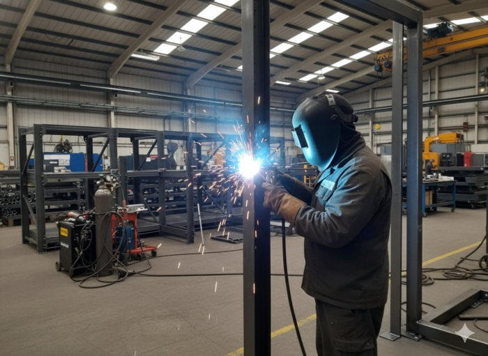 Warning sign showing maximum weight capacity on rack