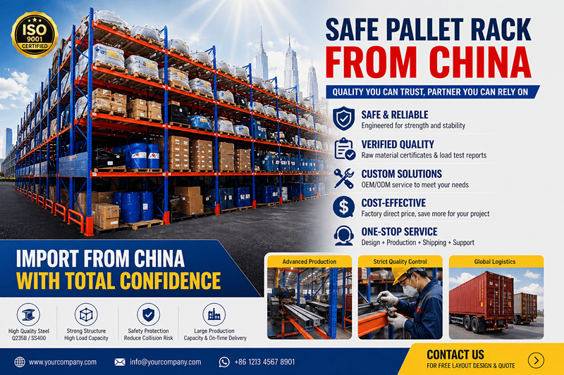 A large-scale warehouse filled with cost-effective Chinese pallet racking