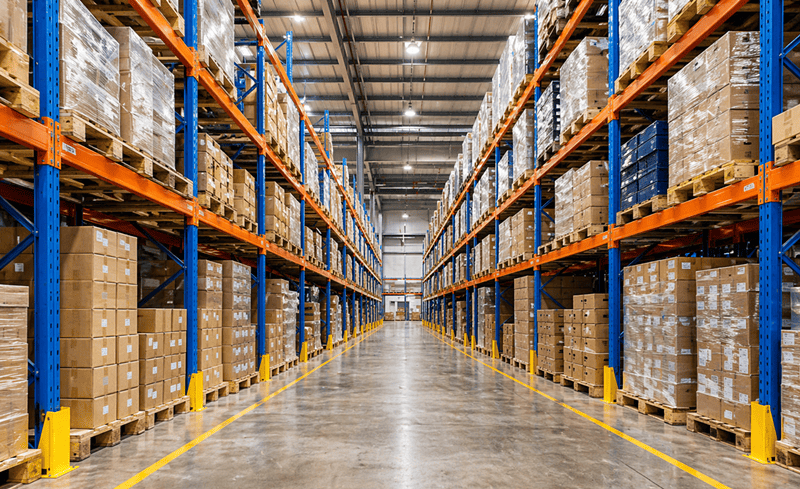 A well-organized warehouse with pallet racking systems
