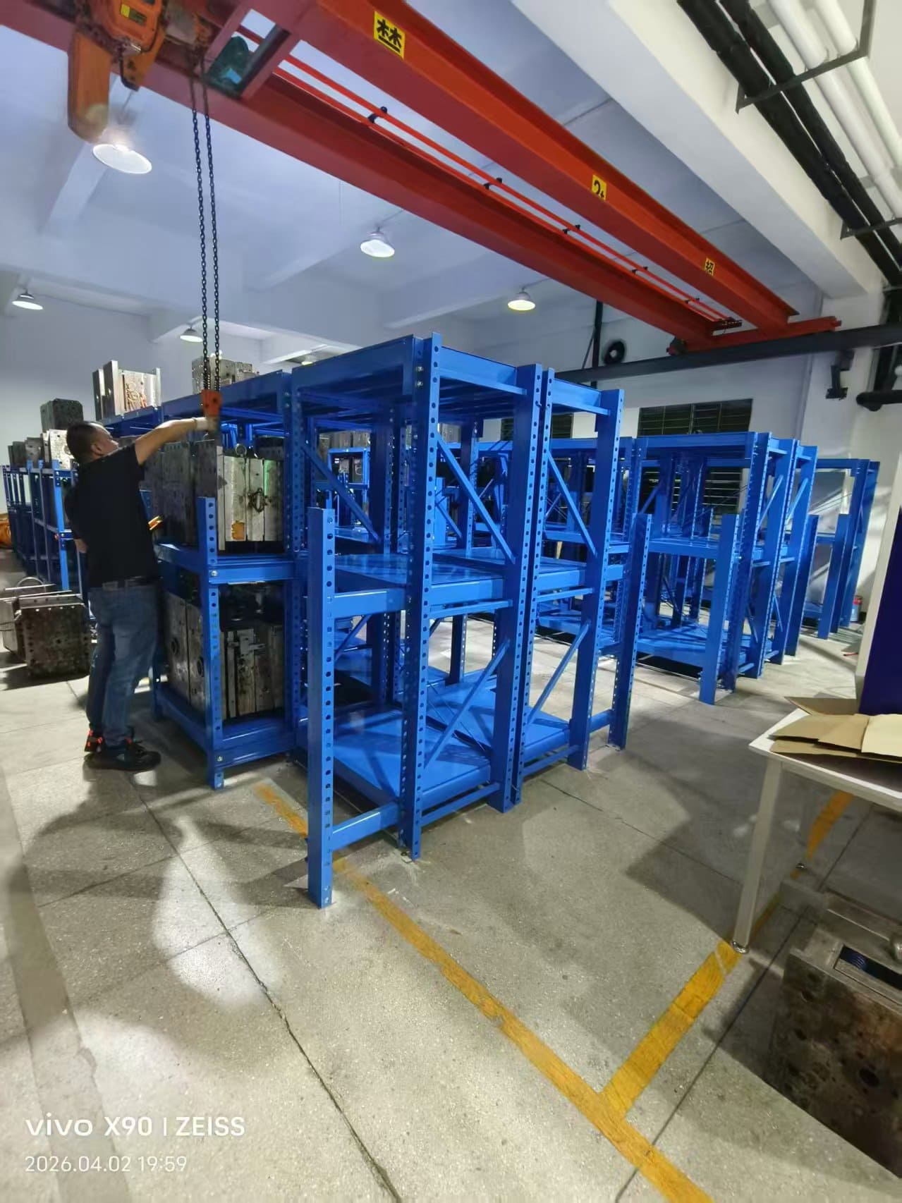 A collage showing medium-duty, heavy-duty, and cantilever racking