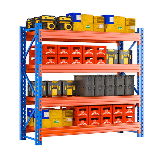 A well-organized factory warehouse with different types of racking systems