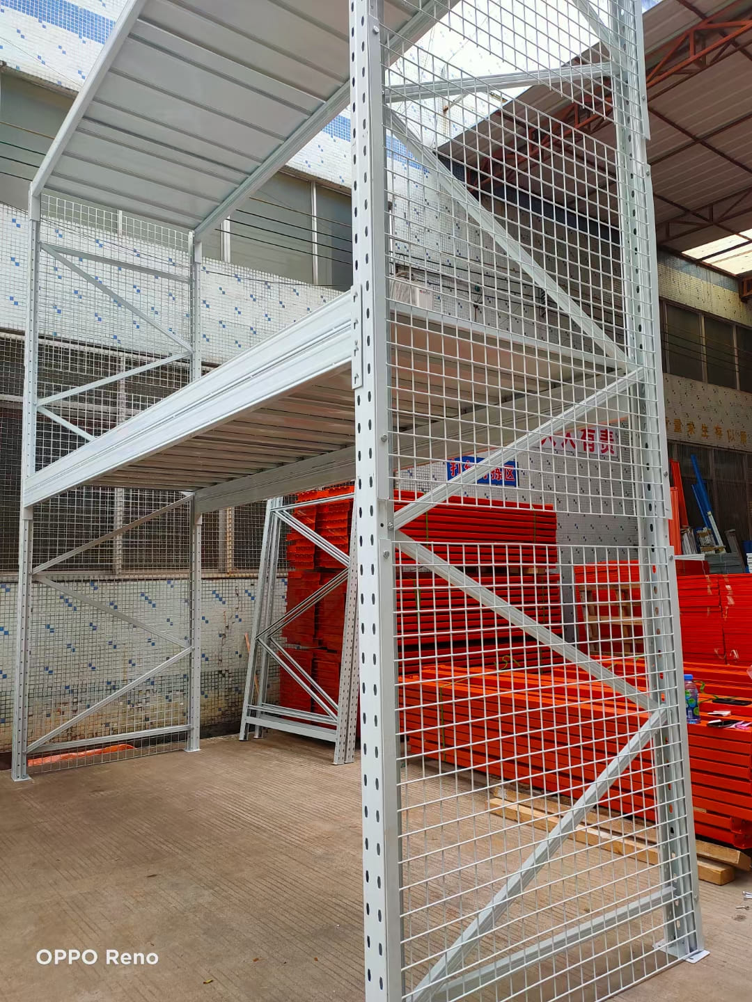 A forklift accidentally impacting a pallet rack upright, showing a hidden danger